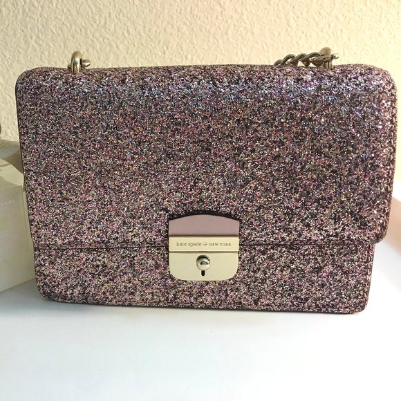 rose gold glitter kate spade purse